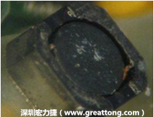 使用銀(Ag)鍍層的電源電感器(Power Inductors)，經(jīng)過推力測(cè)試后，零件端點(diǎn)上已經(jīng)看不到任何鍍層的痕跡了，所以其耐推力就比較小。