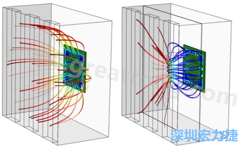 孔隙開口的長(zhǎng)度與寬度及其在電鍍槽中的放置位置得到了優(yōu)化，從而使PCB板上的厚度變化降到最低-深圳宏力捷