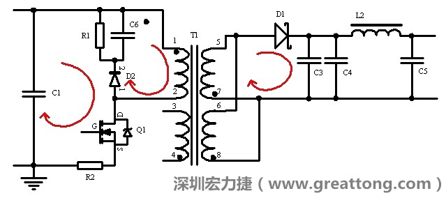 元件布局的時(shí)候，要優(yōu)先考慮高頻脈沖電流和大電流的環(huán)路面積，盡可能地減小,以抑制開(kāi)關(guān)電源的輻射干擾