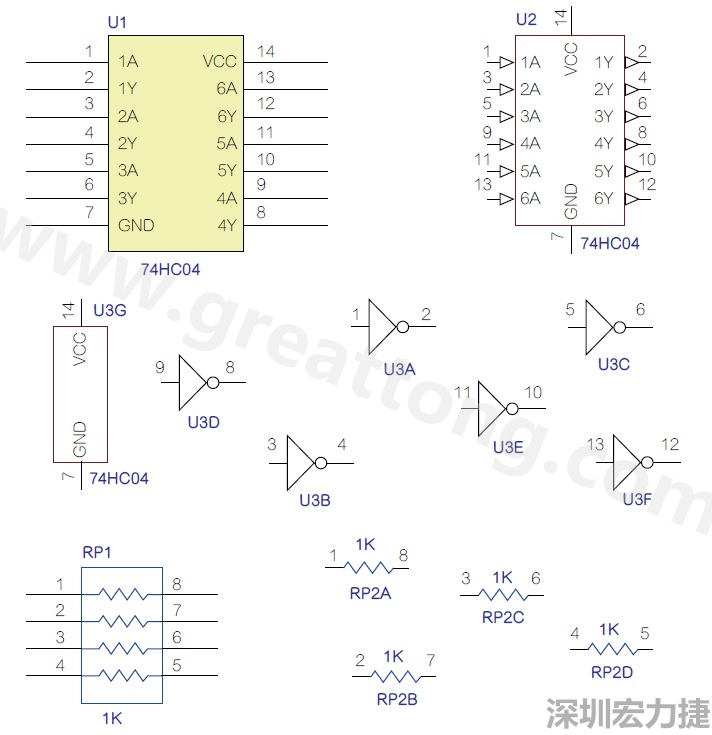 圖1 半導體元件供應商所畫的電路圖符號是模擬元件的接腳圖，而非訊號流程。