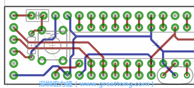 4.2. 然后在電路板的背面進(jìn)行布線(xiàn)。