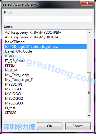 若要存到另外一個library 里， 要點(diǎn)選在File->Current library 重新再選擇Active Library， 就可以點(diǎn)選 File->Save Module in Acitve library 