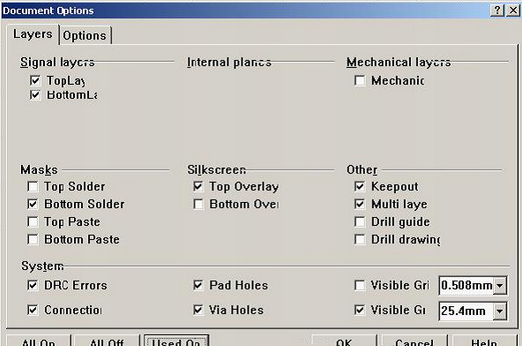 按“L”打開層設(shè)置窗口，打開各層圖形進行初步檢查，看文件有無設(shè)計上的問題或有無特殊的、在處理文件時需特別留意之處