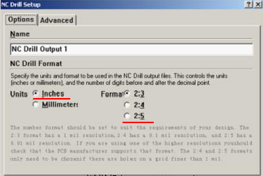 將格式改為“Inches 2：5”（ 以確保資料精度，反之孔與線路有偏移現(xiàn)象；）點OK完成鉆孔文件轉(zhuǎn)換